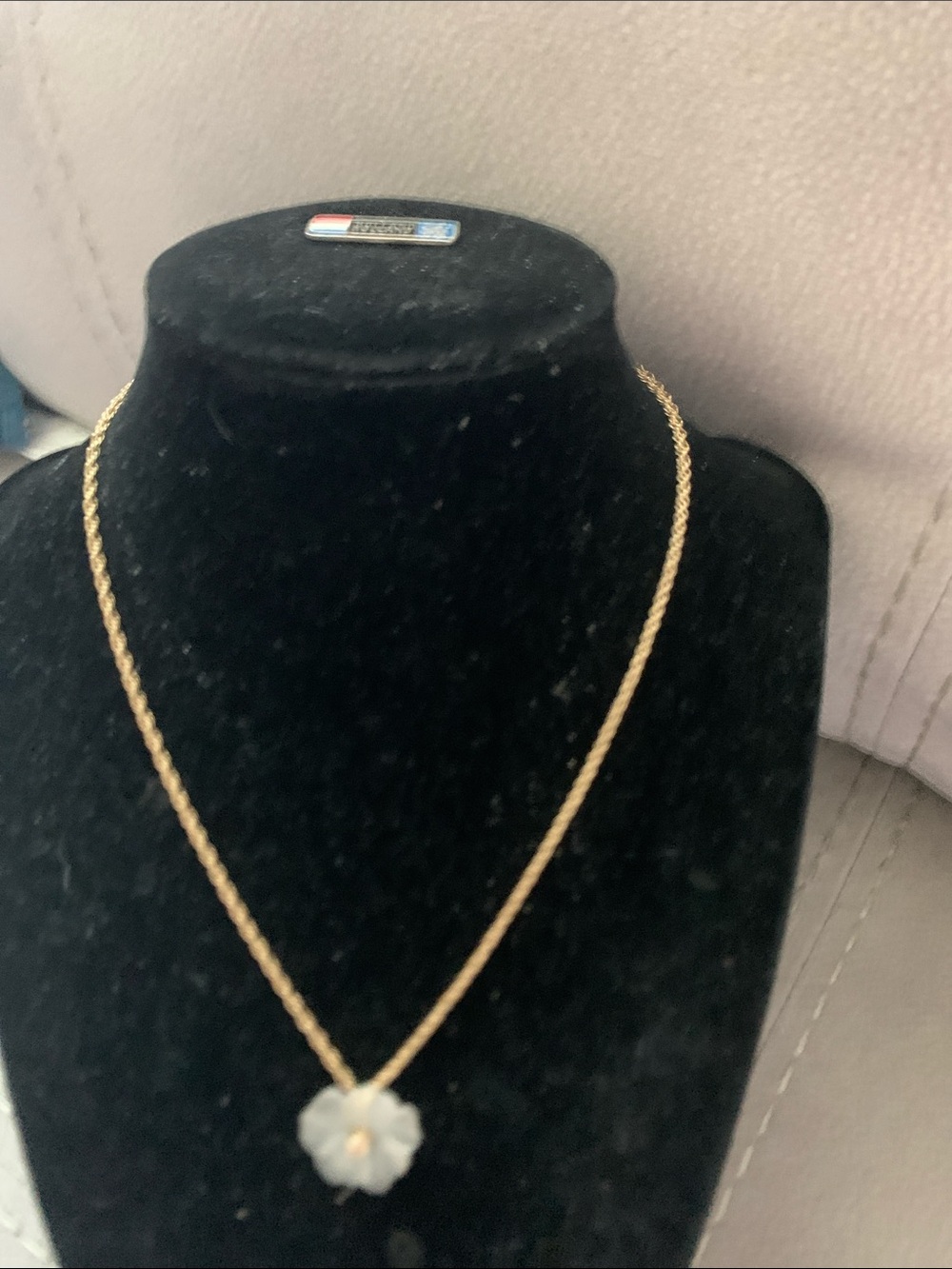 Vintage Avon Gold-Tone Rope Necklace with White Flower Charm